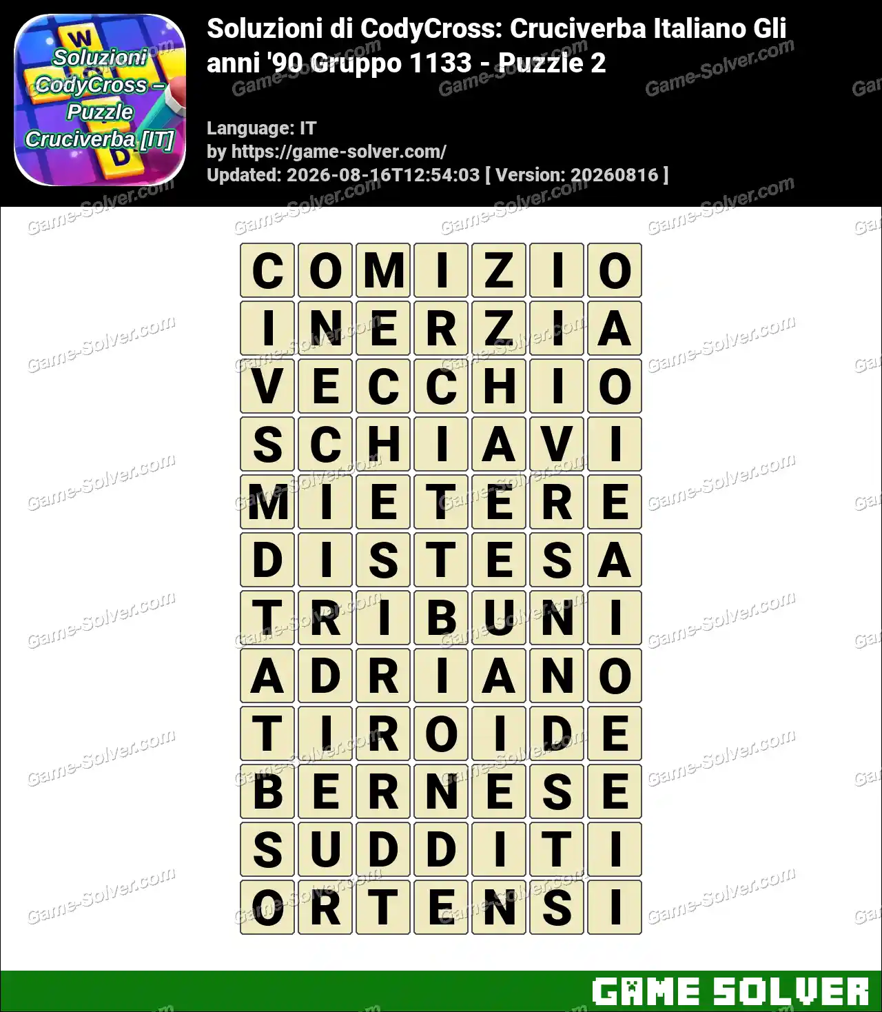 Soluzioni di CodyCross: Cruciverba Italiano Gli anni ’90 Gruppo 1133 – Puzzle 2